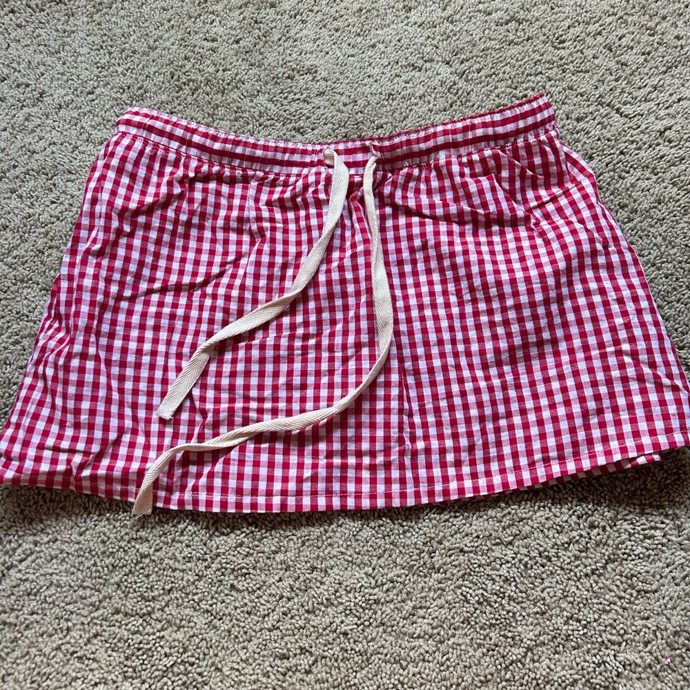 Oddli Gingham Mini Drawstring Skirt